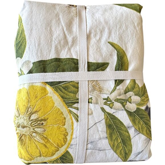 Williams Sonoma Limone 100% Cotton Twill Table Cloth Kitchen Linens Lemons Italy - Picture 2 of 8